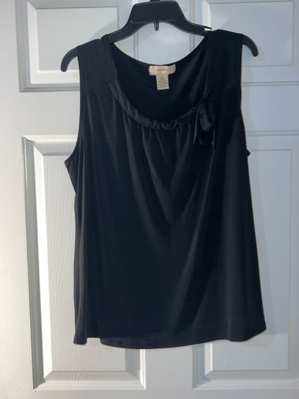 Black Sleeveless Ruffle-Trim Scoop Neck Top by New York & Company
